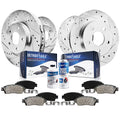 Detroit Axle - Brake Kit for Infiniti I35 Nissan Maxima Drilled and Slotted Brake Rotors Ceramic Brakes Pads Front and Rear Repl